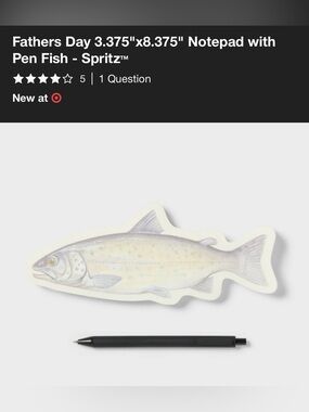 Spritz Fish-Shaped Notepad with Black Pen - White and Light Gray Fish